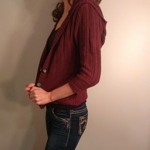 Maroon cardigan sweater